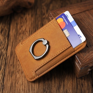 iphone Magsafe Wallet .crazy horse Leather Magsafe Wallet,Mag Safe Card Holder, Magnetic Wallet.