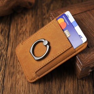 Cartera Magsafe para iPhone. Cartera Magsafe de cuero Crazy Horse, tarjetero Mag Safe, cartera magnética.