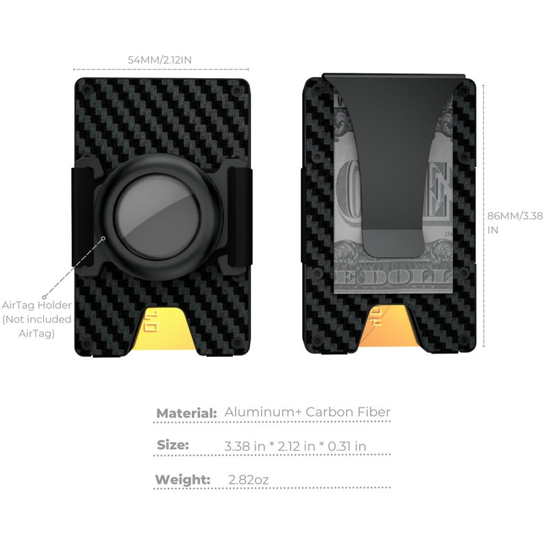 Carbon Fibre AirTag Wallet With Money Clip Groomsmen Gifts Etsy