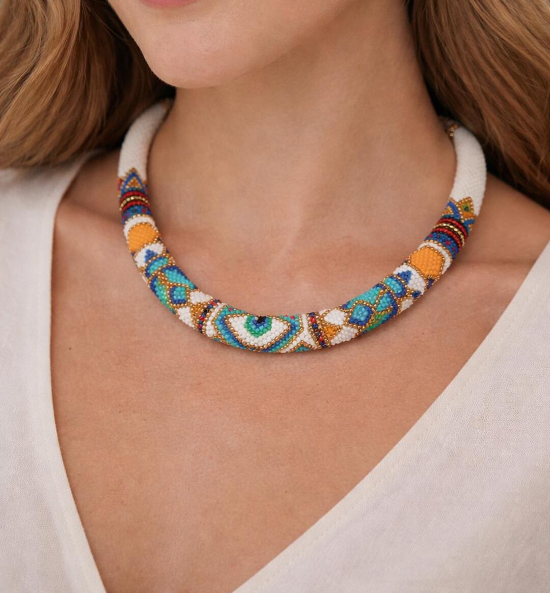 Talisman Rope Hand Woven Crochet Beads Rope Necklace-ancient Egyptian Style Talisman ...
