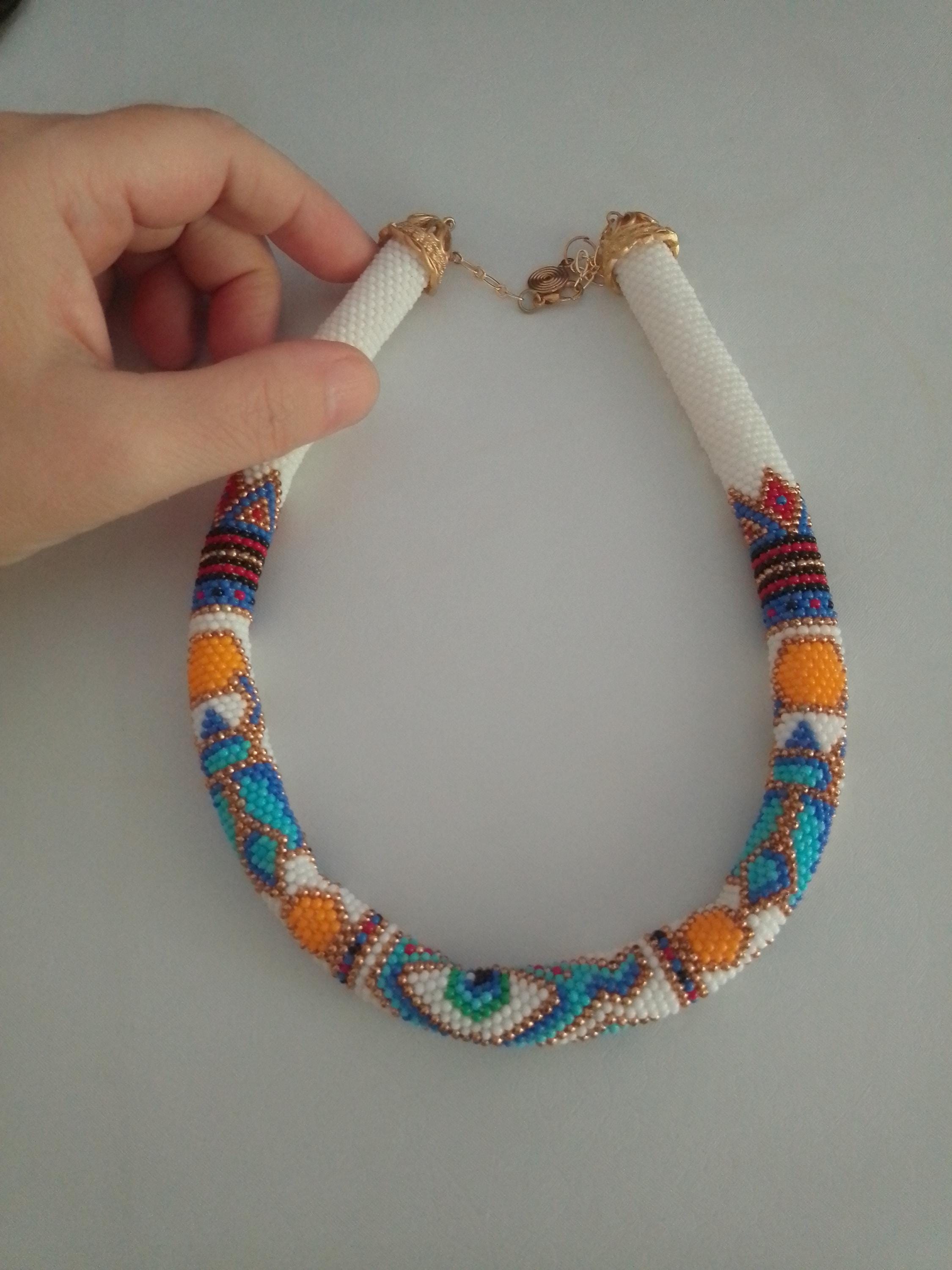 Hand Woven Statement Necklace Ancient Egypt Ra Eye Scrabe Elegant…