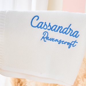 Knitted Baby Name Blanket - Soft Cotton Knit Baby Blanket, Baby girl gift, Keepsake Gift for Baby, Baby Shower Gift, Newborn Baby Gift