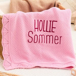 Personalized Pink Baby Blanket - Embroidered Baby Name Blanket, Newborn Baby Gift, Baby Blanket, Stroller Blanket,  Keepsake Gift for Baby