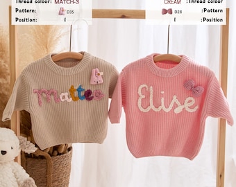 Custom Animal Crochet Baby Sweater - Embroidered Name, Personalized Knit Jumper for Boys & Girls, Unique Handmade Baby Gift