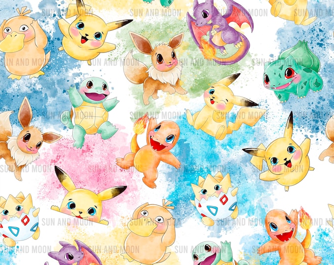 Water Pokemon Pattern Pokemon Watercolor Seamless Pattern (digital Download) - Etsy
