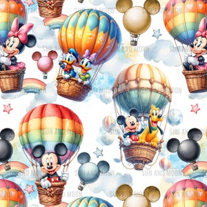 Mickey in ballonnen naadloos bestand, naadloze ballonnen patroon, Magic Kingdom naadloos, Mickey Tumbler Wrap, Mickey-sublimatie