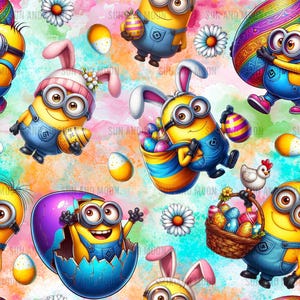 Easter Day Minions Seamless Pattern, Easter Day Digital Paper, Minions Easter Tumbler Wrap, Minions Sublimation File