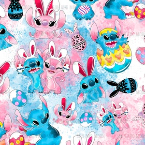 Osterstich-Muster, Osterstich-nahtlose Muster, Osterstich-Digital-Papier, Stichkarikatur-nahtlose Muster