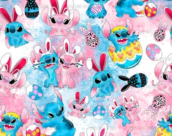 Stitch Easter Seamless Pattern, Cartoon Digital Paper (Download)