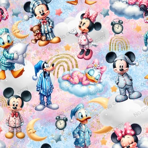 Freunde schlafen nahtloses Muster, niedliches nahtloses Muster, magisches Königreich nahtlos, Mickey Tumbler Wrap, Mickey Sublimation