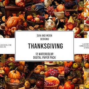 Thanksgiving Seamless Digital Pack, Thanksgiving Digital Paper, Fall Seamless Pattern, Thanksgiving Seamless Pattern, Turkey Day Patterns