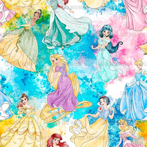 Princess Sublimation File, Princesss Seamless Pattern, Princess Digital Paper, Cartoon Seamless, Digital Seamless Pattern, Cute Seamless.