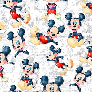 Leuk naadloos patroon, Mickey naadloos bestand, cartoon naadloos patroon, Magic Kingdom naadloos, naadloze muispatroon, Mickey-sublimatie