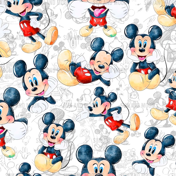 Schattig naadloos patroon, Mickey naadloos bestand, cartoon naadloos patroon, Magic Kingdom naadloos, muis naadloos patroon, Mickey sublimatie