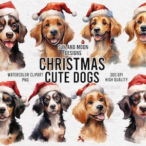 Christmas Dog Clipart, Christmas Dog Sublimation Bundle, Dogs Clipart Bundle, Watercolor Dogs Clipart, Christmas Dog PNG