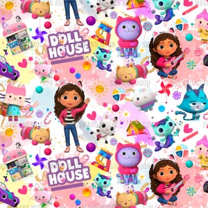 Gabbys Seamless Pattern, Dollhouse Seamless Pattern, Gabby Digital Paper, Cartoon Seamless Pattern, Gabbys Tumbler Wrap, Gabbys Sublimation