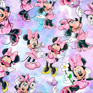 Minnie Sublimationsdatei, Minnie nahtlose Muster, Cartoon nahtlose Muster, süße nahtlose Muster, Magic Kingdom nahtlos,