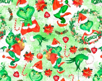 Christmas Seamless Pattern, Christmas Digital Paper, Cute Monster Seamless Pattern, Christmas Fabric File, Cartoon Seamless File.