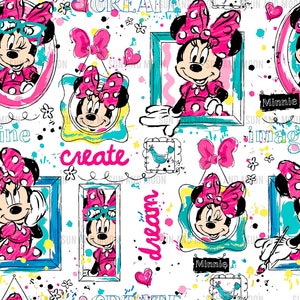 Minnie nahtlose Muster, Minnie Sublimationsdatei, Minnie nahtlose Muster, Cartoon nahtlose Muster, niedlich nahtlos, Magic Kingdom nahtlos,