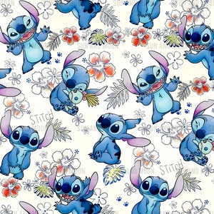 Modello senza cuciture estivo Stitch, carta digitale Stitch, modello senza cuciture dei cartoni animati, file di sublimazione Stitch