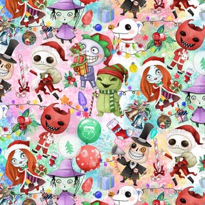 ナイトメアシームレス、クリスマスナイトメアシームレスパターン、漫画クリスマスデジタルペーパー、クリスマスシームレスパターン、クリスマスタンブラーラップ