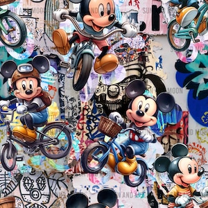 Fichier sans couture Mickey, Motif sans couture de vélos, Motif sans couture mignon, Sans couture Magic Kingdom, Revêtement pour gobelet Mickey, Sublimation Mickey