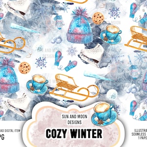 Cozy Winter Seamless File, Winter Digital Paper, Christmas Seamless File, Christmas Digital Paper, Cozy Cold-Weather Graphics,