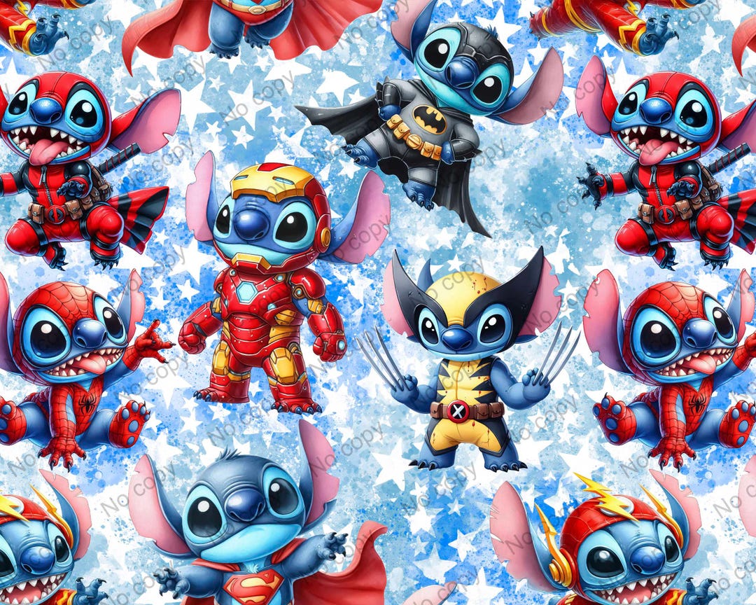 Stitch Superheros Seamless Pattern, Stitch Seamless Pattern. Superheros ...