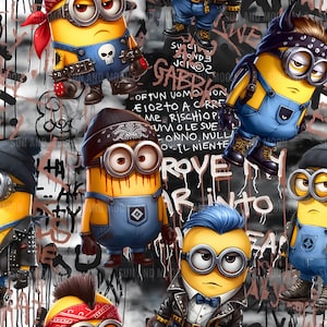 Badboy Minions Digitales Papier, Minions Nahtloses Muster, Cartoon Nahtloses Muster, Minions Sublimationsdatei.
