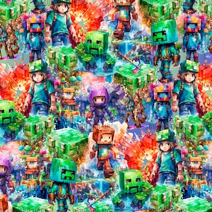 File senza giunture Minecraft, carta digitale Minecraft, carta digitale per videogiochi, modello senza giunture dei cartoni animati, arte di design pixelata, involucro del bicchiere