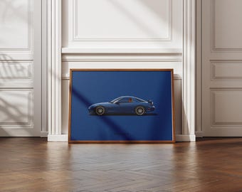 Mazda RX-7 Wandkunst | JDM Poster | Industrie Dekor | Auto Illustration Druck | Premium Matte Finish | Geschenk für Auto-Enthusiasten