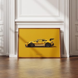 Porsche 911 GT3 RS Premium Poster | Supercars Wall Art | Car Illustration Print | Landscape | 30x40cm/50x70cm | Matte Finish