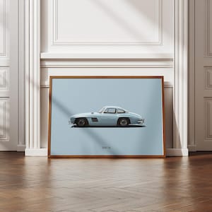 Mercedes-Benz 300SL Premium Poster | Classic Cars Wall Art | Car Illustration Print | Landscape | 30x40cm/50x70cm | Matte Finish