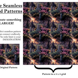 Gothic Headstones & Flowers Seamless Pattern Bundle Digital Papers ...