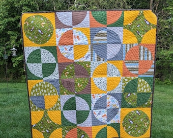 Woodland and Forest Friends Handmade Quilt in Yellow and Green