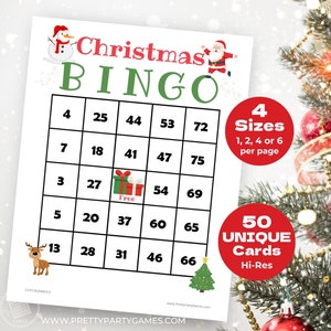 50 Cartões de Bingo de Natal com Números, Jogo de Bingo de Natal Divertido para Grupos, Atividades de Festa de Fim de Ano para Crianças e Adultos, Download Instantâneo PDF