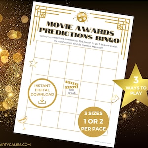 Movie Awards Predictions Bingo Card Printable, Unique Bingo Game, Movie Awards Party Games, Viewing Party Games, Instant Digital Download