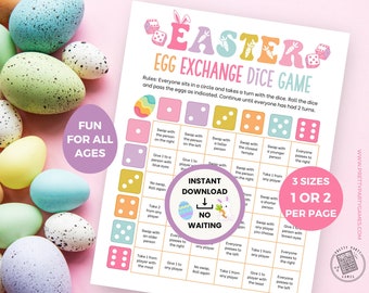 Easter Egg Exchange Dice Game, Fun Easter Egg Swap Party Game for Kids, Perfect Classroom Easter Activity for Church Group Easter Egg Hunts
