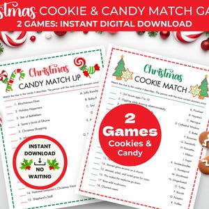 Weihnachtsplätzchen & Weihnachtssüßigkeits-Spiel Printables, 2 Weihnachtsplätzchen-Börsenspiele, Urlaubs-Rätsel-Trivia-Spiele für Kinder