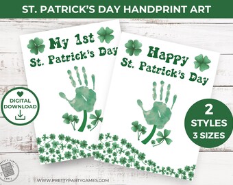Printable Handprint St Patrick's Day Activity, Irish Clover Shamrock Handprint Art, My First St. Patrick's Day, Grandparents Keepsake Gift