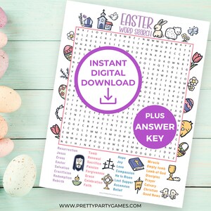 Religious Easter Word Search Puzzle For Adults & Kids, Christian Easter Word Search Printable , Fun Sunday School Activity, Instant Download