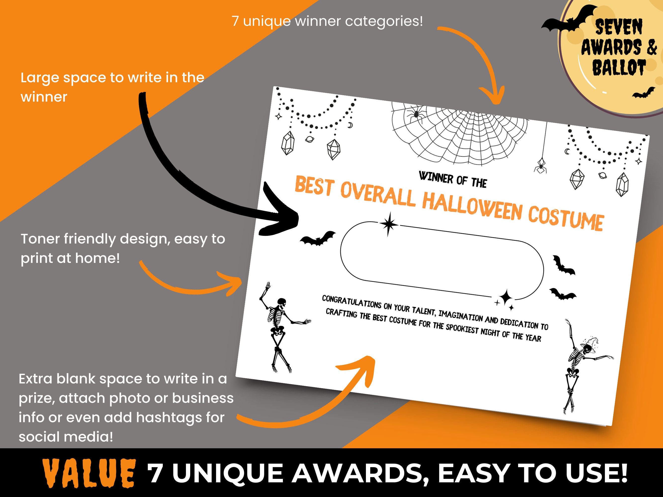 Best Halloween Costume Contest Awards Printable With Ballots & Prizes ...