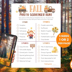 Puede incluir: Un juego imprimible de búsqueda del tesoro fotográfico de otoño con una lista de elementos para encontrar, incluyendo calabazas, girasoles y una manta acogedora. Disponible en tres tamaños, descarga instantánea.