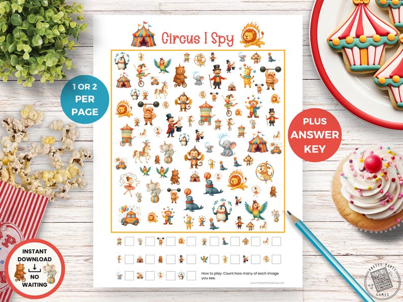 Circus I Spy Game for Kids, Carnival Party Game, Printable Circus Theme ...