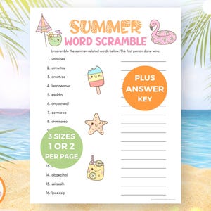 Sopa de letras de verano, divertidos juegos de palabras de verano, actividades de verano para niños y adultos, juegos de fiesta en la piscina con temática de verano para campamentos de verano, fiestas en la playa