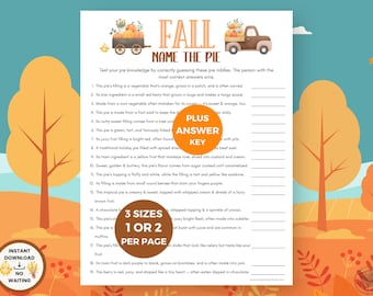 Fall Name The Pie Food Trivia Printable, Dessert Group Game for Teens & Adults, Fun Autumn Team Office Party Games, Church Bake Sale Games