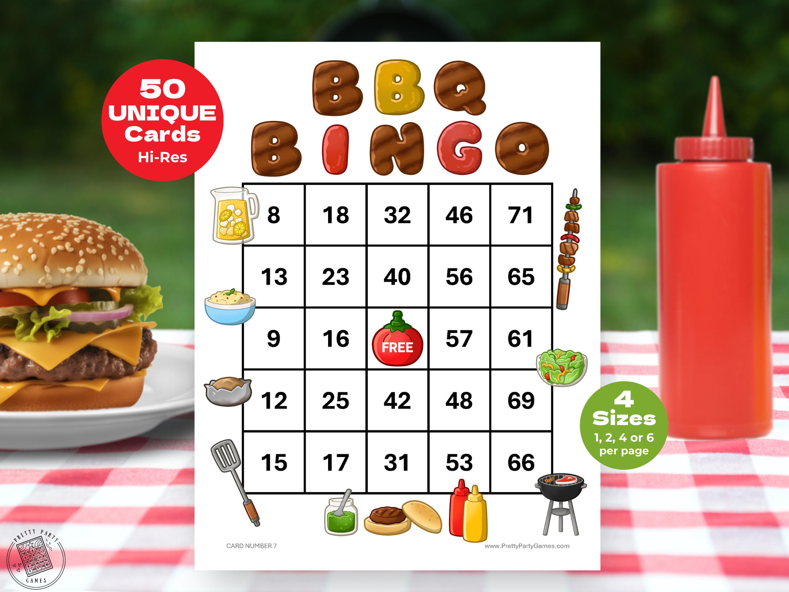 Backyard BBQ Bingo Game for Cookouts, 50 Printable Bingo Cards for ...
