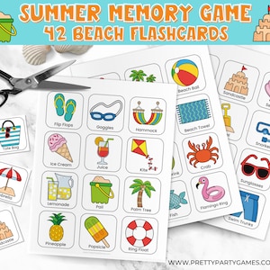 Summer Memory Game Flashcards, Memory Matching Game for Kids, Adults & Senior Citizens, Summertime Printable Activities, Picture Brain Games