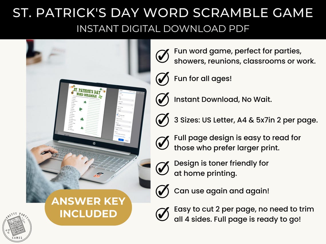 Printable St Patricks Day Word Scramble With Answer Key, Fun Classroom ...