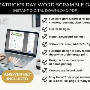 Printable St Patricks Day Word Scramble With Answer Key, Fun Classroom ...